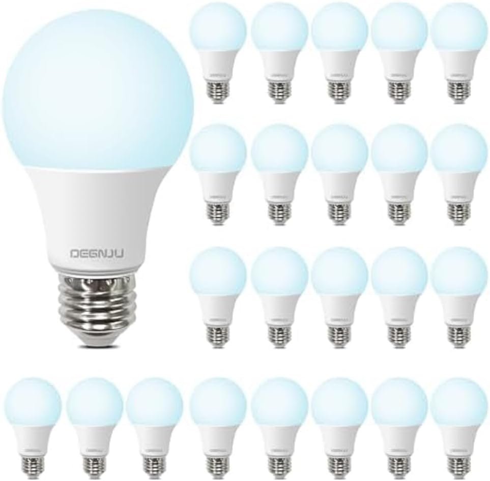 LED Light Bulbs Daylight 5000K, 60 Watt Equivalent LED Bulbs, A19 Standard Bulbs, 800 LM, 15000 Hours, E26 Base, Non-Dimmable, 8.5W LED Bulbs for Bedroom Living Room 24 Pack